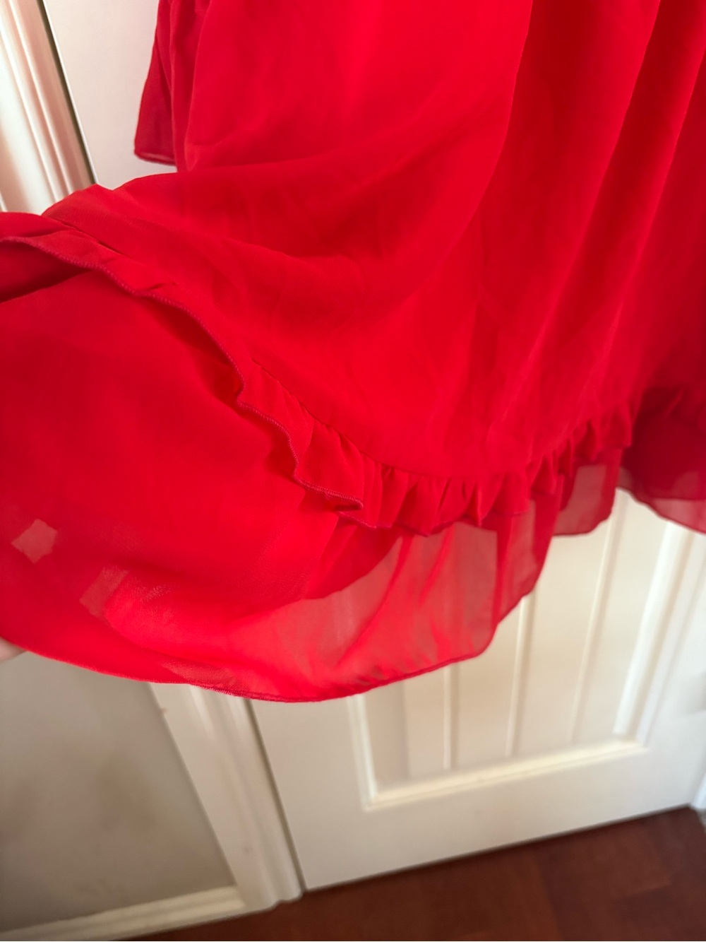 Women's Backless Red Ruffle Mini Dress - Picture 2 of 5